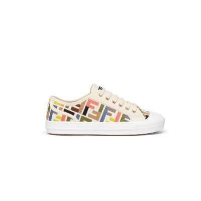 FENDI DOMINO MULTICOLOR EMBROIDERED CANVAS LOW-TOPS 8E8325ARIVF1C4T